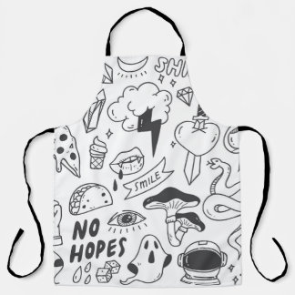 Cute Graffiti: Doodle Art Set. Apron