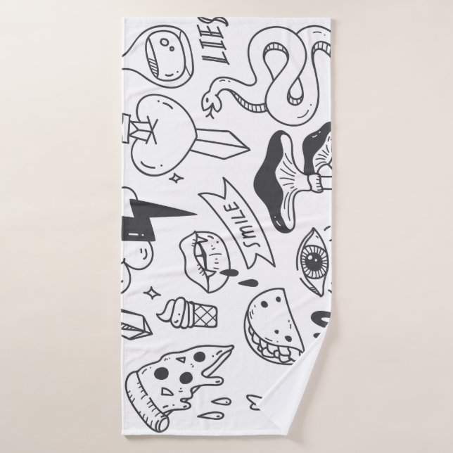 Cute Graffiti: Doodle Art Set. Bath Towel (Bath Towel)