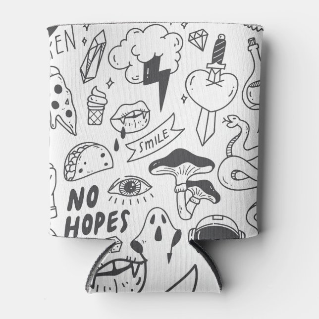 Cute Graffiti: Doodle Art Set. Can Cooler (Front)