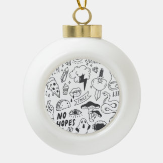 Cute Graffiti: Doodle Art Set. Ceramic Ball Christmas Ornament