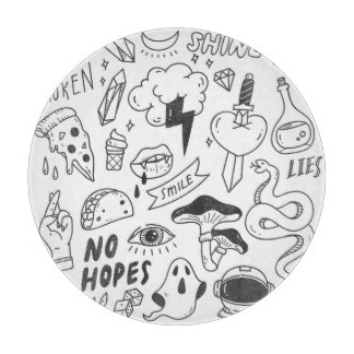 Cute Graffiti: Doodle Art Set. Cutting Board