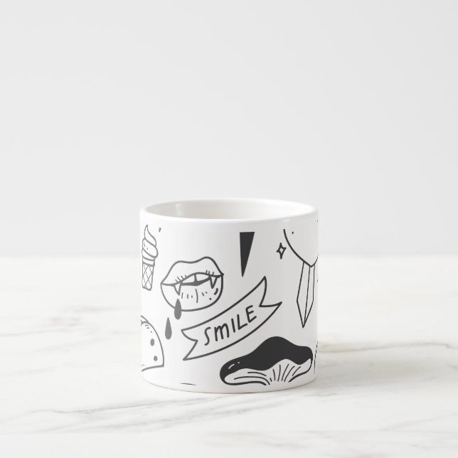 Cute Graffiti: Doodle Art Set. Espresso Cup (Front)