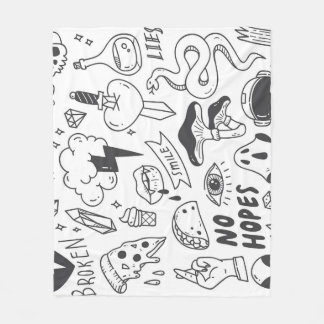 Cute Graffiti: Doodle Art Set. Fleece Blanket
