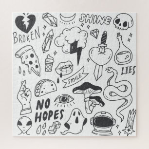 Cute Graffiti: Doodle Art Set. Jigsaw Puzzle