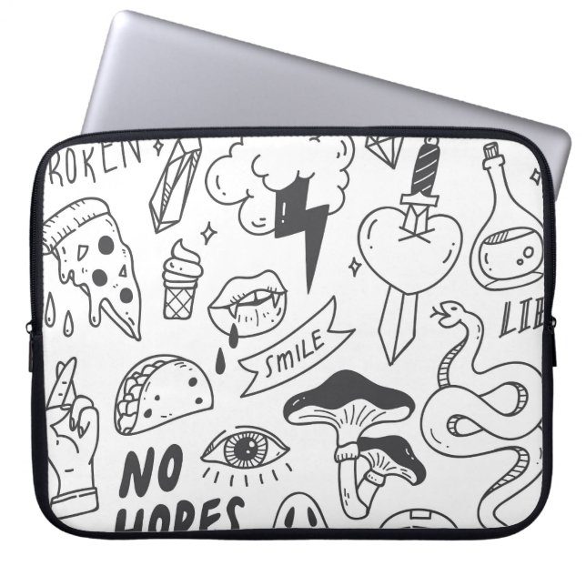 Cute Graffiti: Doodle Art Set. Laptop Sleeve (Front)