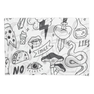 Cute Graffiti: Doodle Art Set. Pillowcase