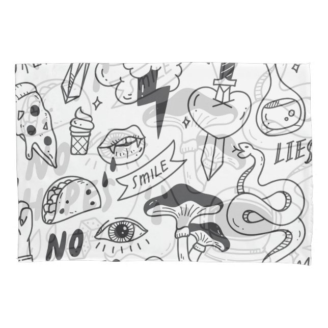Cute Graffiti: Doodle Art Set. Pillowcase (Front)