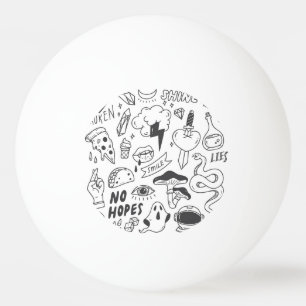 Cute Graffiti: Doodle Art Set. Ping Pong Ball