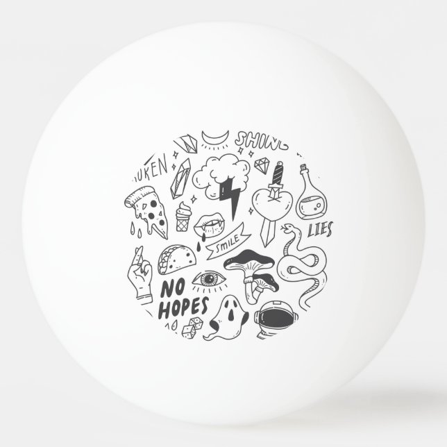 Cute Graffiti: Doodle Art Set. Ping Pong Ball (Front)