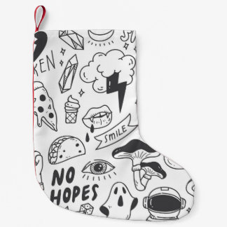 Cute Graffiti: Doodle Art Set. Small Christmas Stocking