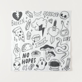 Cute Graffiti: Doodle Art Set. Tapestry