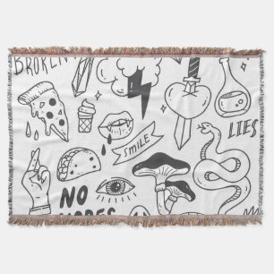 Cute Graffiti: Doodle Art Set. Throw Blanket