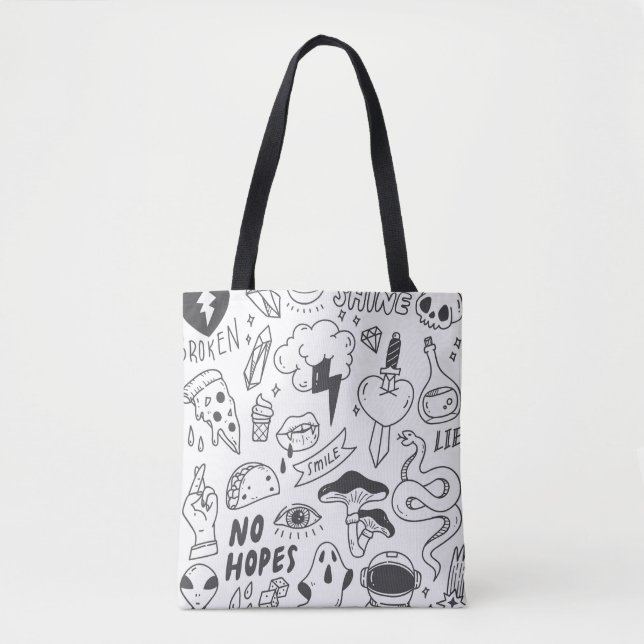Cute Graffiti: Doodle Art Set. Tote Bag (Front)