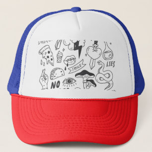Cute Graffiti: Doodle Art Set. Trucker Hat