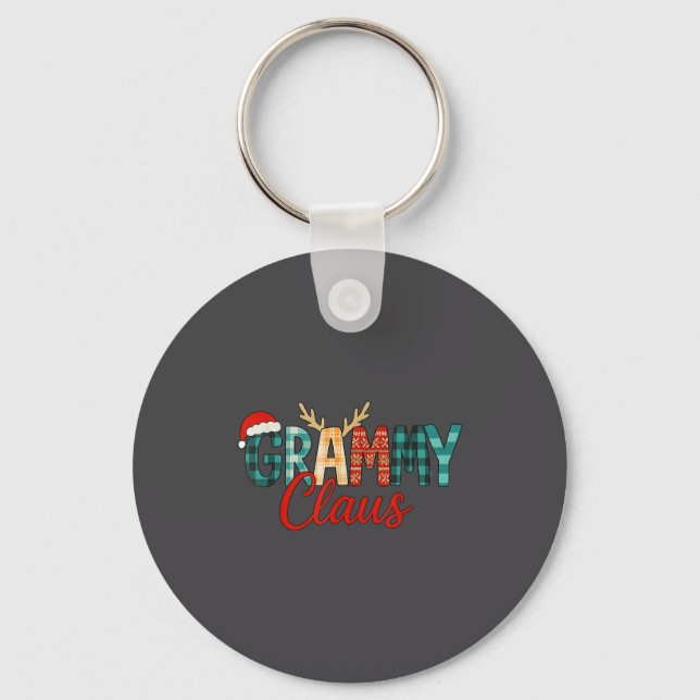 Cute Grammy Claus Christmas For Grandma Santa Hat  Key Ring (Front)