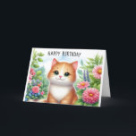 Cute Granddaughter Cat and Flowers Greeting Card<br><div class="desc">This cute cat card was created for grandparents to give to their granddaughter.  The image features a darling cat sitting in a flower garden. There is an inside greeting that you may  personalise.  (AI art created by Susang6)</div>