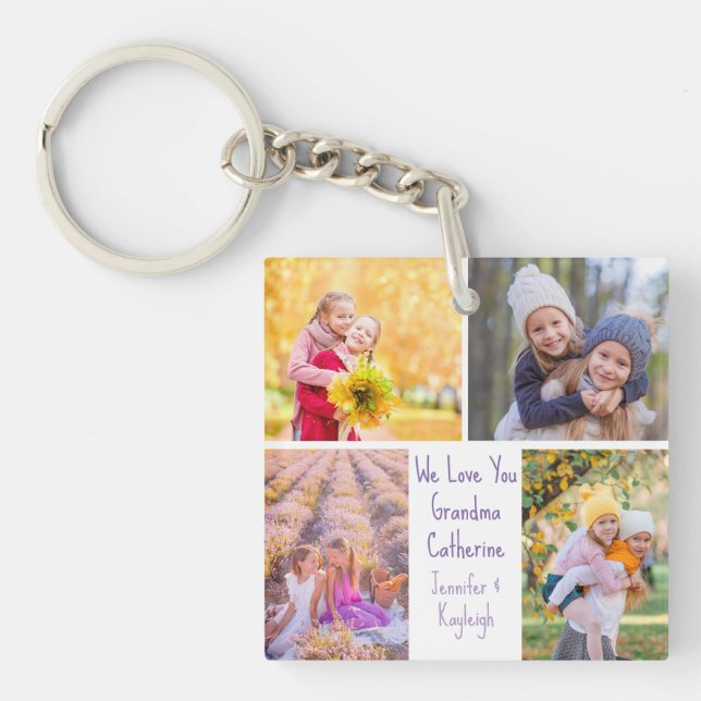 Cute Granddaughters Photos We Love You Grandma Key Ring (Front)