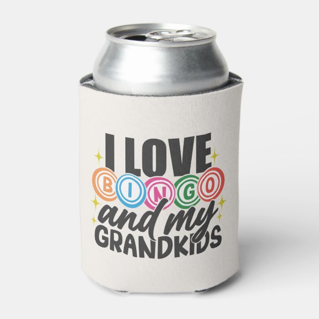 Cute Grandkids Bingo lover word art  Can Cooler (Can Front)