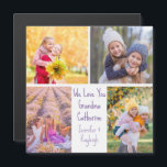 Cute Grandkids Photos Custom Grandma Magnet Card<br><div class="desc">This cute,  custom grandmother birthday card features a modern layout of 4 grandkids photos on a white background with pretty lilac purple typography reading We Love You Grandma. This beautiful grandchildren photo gift features your own photograph collage surrounding your personalised message and granddaughters names.</div>