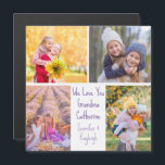 Cute Grandkids Photos Custom Grandma Magnet Card<br><div class="desc">This cute,  custom grandmother birthday card features a modern layout of 4 grandkids photos on a white background with pretty lilac purple typography reading We Love You Grandma. This beautiful grandchildren photo gift features your own photograph collage surrounding your personalised message and granddaughters names.</div>