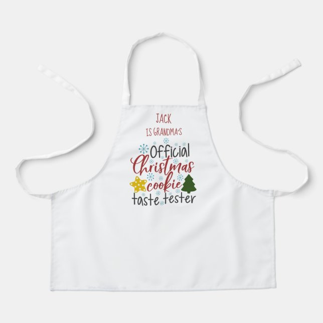 Cute Grandma and Child Christmas Baking Kitchen Apron (Front)