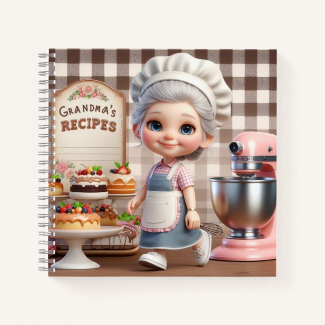 Cute Grandma and Dessert Recipes Notebook (Front)