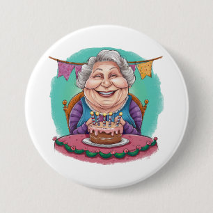Cute Grandma Birthday Cake Present 7.5 Cm Round Badge