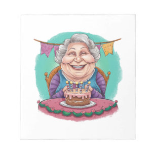 Cute Grandma Birthday Cake Present Notepad