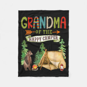 Cute Grandma Happy Camper Birthday Camping Fleece Blanket