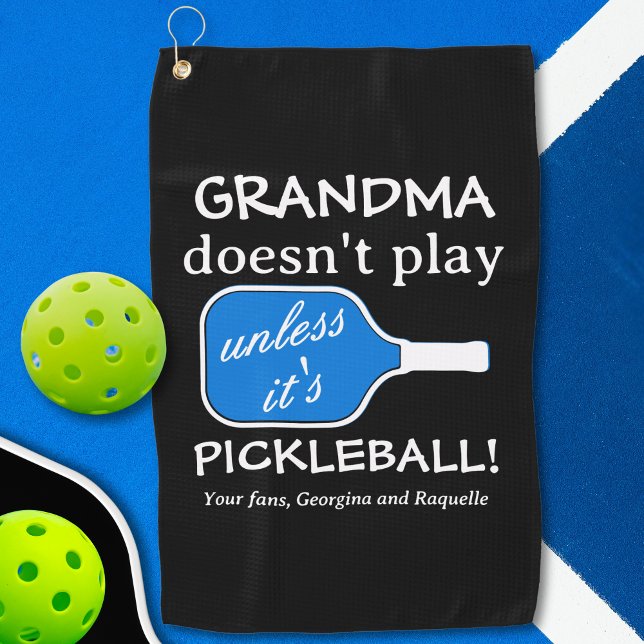 Cute Grandma Humour Fun Typography Funny Picklebal Golf Towel (Funny Pickleball Grandma Humor Sports Towel)