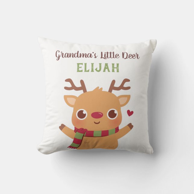 Cute Grandma Little Deer, Christmas Nursery Decor Cushion (Front)