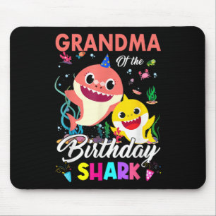 Cute Grandma Of The Birthday Family Shark Boy Girl Mouse Mat