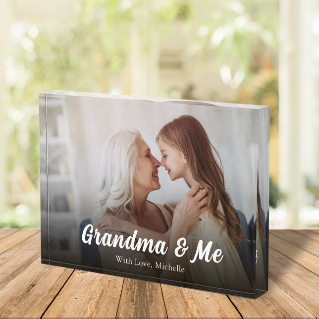Cute Grandma Script Personalised Photo Block (Creator Uploaded)