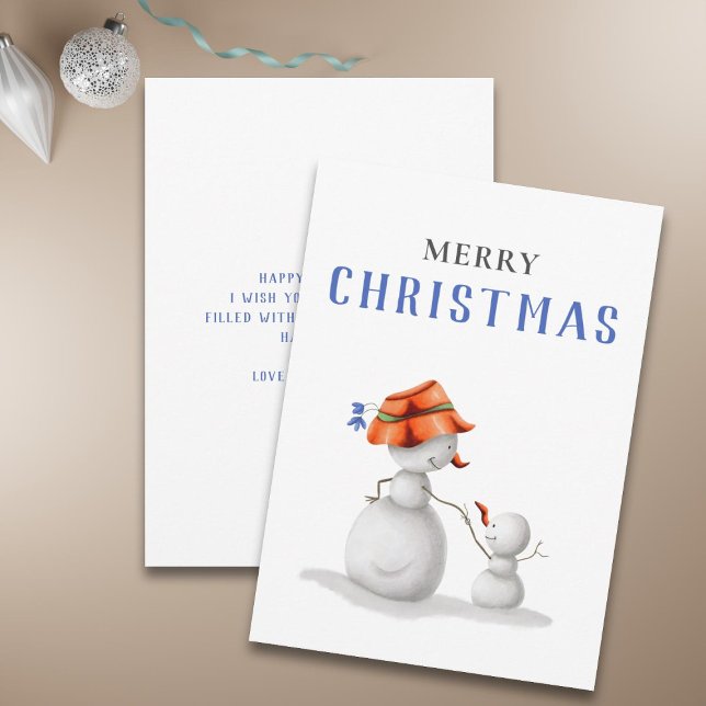 Cute Grandma Snowman Merry Christmas Holiday Card (Creator Uploaded)