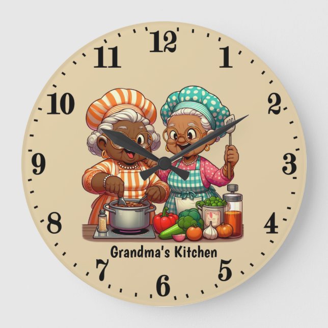Cute Grandma's kitchen customizable Large Clock (Front)