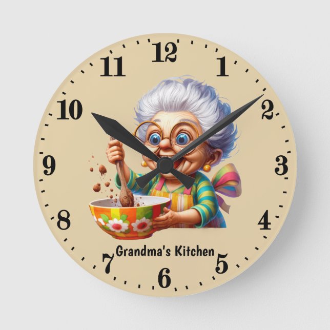 Cute Grandma's kitchen customizable Round Clock (Front)