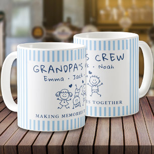 Cute Grandpa Crew Custom Names Light blue Stripe Coffee Mug