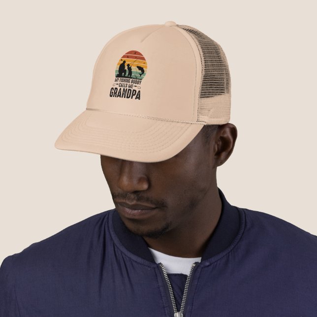 cute Grandpa fishing buddy word art  Trucker Hat (In Situ)