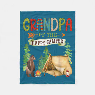 Cute Grandpa Happy Camper Birthday Camping Fleece Blanket