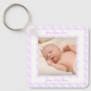 Cute Grandparents Day Purple Best Gran Ever Photo Key Ring
