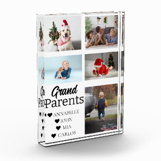 Cute Grandparents  Grandchildren 5 Photo Collage Block