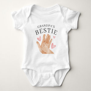 Cute Grandpa's Bestie Heart and Hands Baby Bodysuit