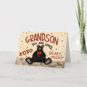 Cute Grandson Valentine Bear Fun Inspirivity Card