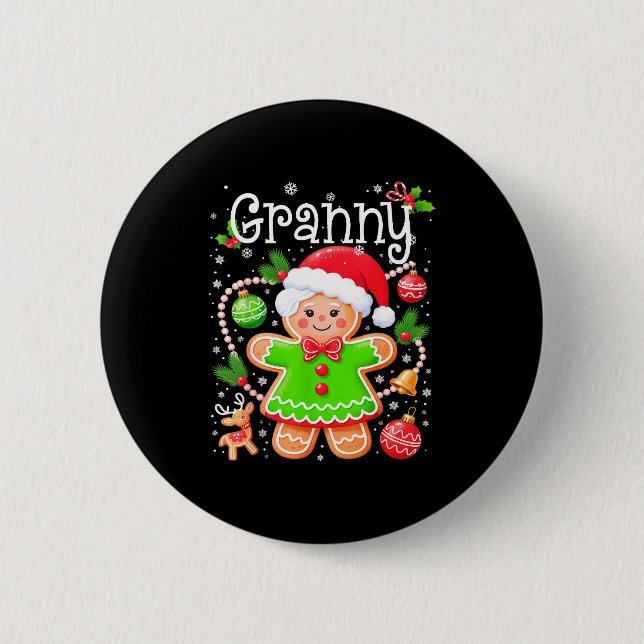 Cute Granny Gingerbread Family Matching Christmas  6 Cm Round Badge (Front)
