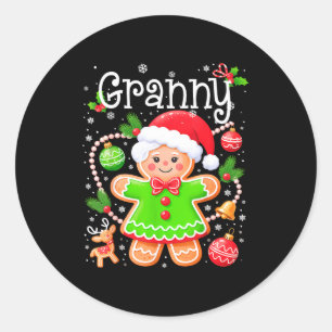 Cute Granny Gingerbread Family Matching Christmas  Classic Round Sticker