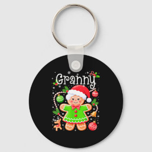 Cute Granny Gingerbread Family Matching Christmas Key Ring