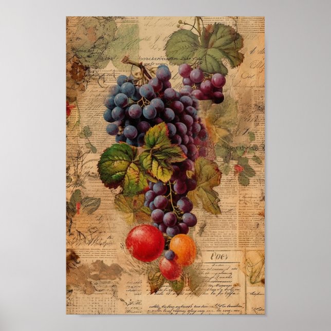 Cute Grape Collage Poster (Front)