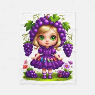 Cute Grape Fairy Character Cosy Fleece Blanket