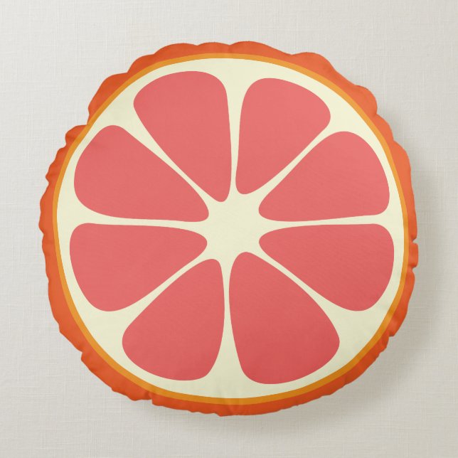 Cute Grapefruit Funny Foodie Citrus Fruit Slice Round Cushion (Front)