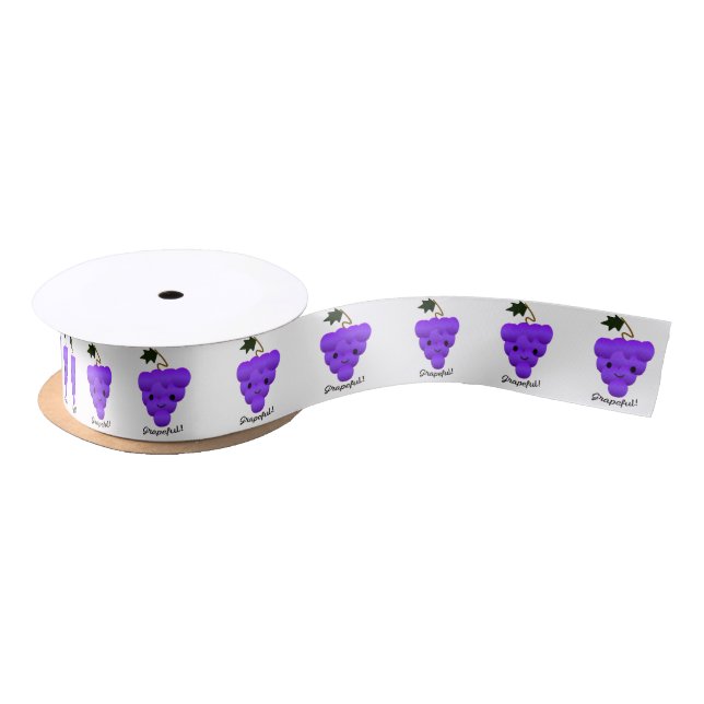 Cute Grapeful Grapes Satin Ribbon (Spool)